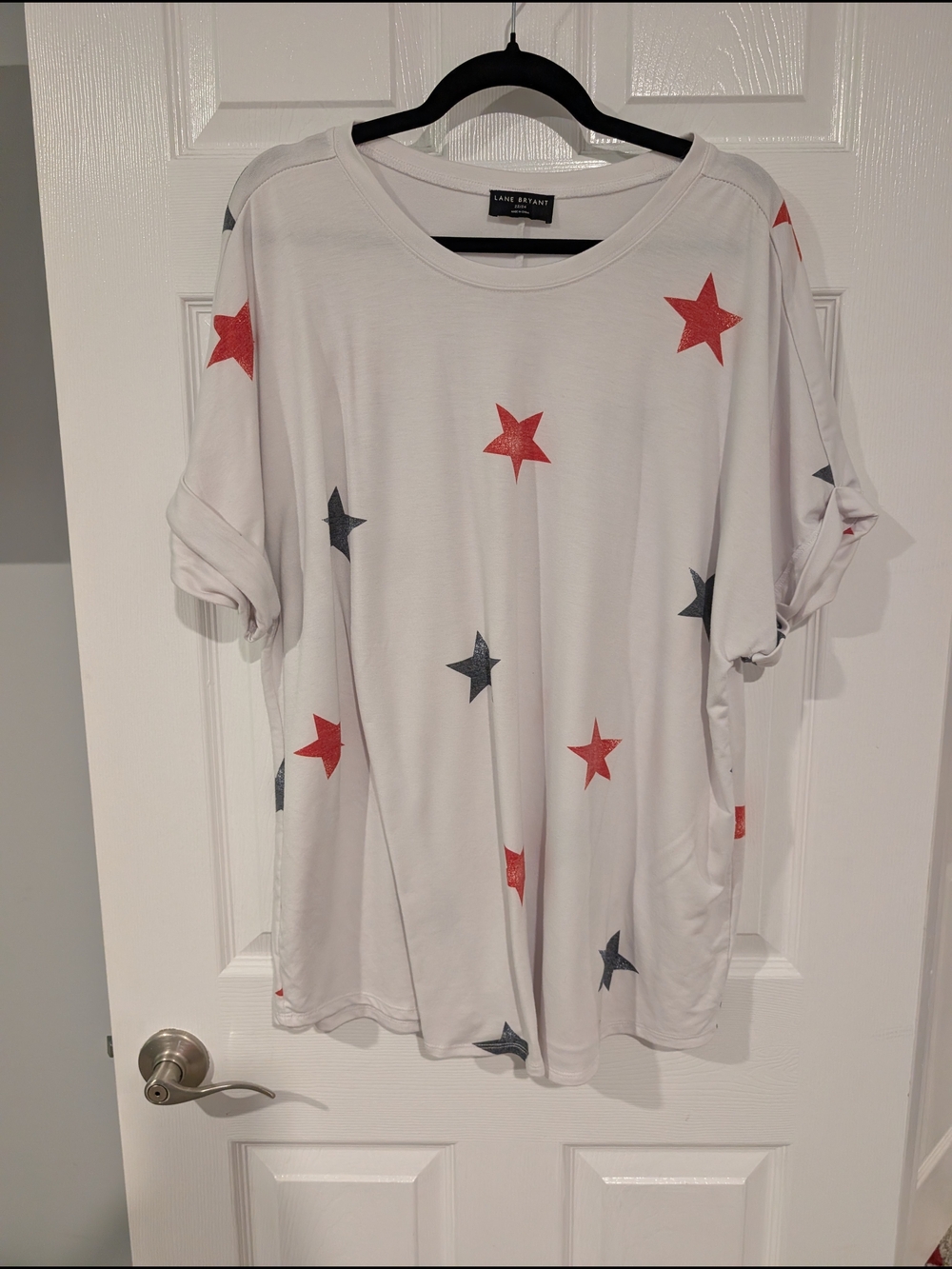 Lane Bryant White Classic Americana Stars Graphic Tee in Size 22/24 (3X)